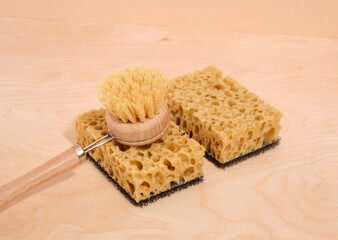 Eco friendly dish brush and sponges. Keeping the house clean.