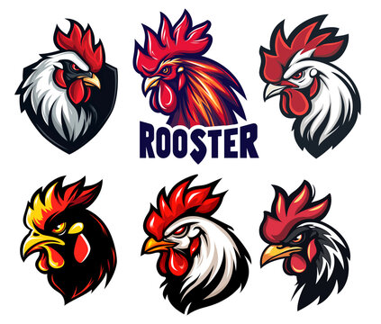 Roosters head mascot isolated 