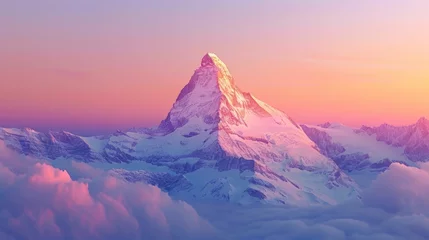 Foto op Canvas The Matterhorn in Switzerland is a popular destination for skiers and snowboarders. © Molostock