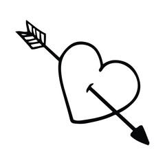 Love heart with an arrow vector icon with background.