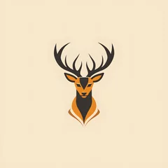 Fototapeten Elegant luxury logo deer head illustration. Simplicity, minimalist, modern logo © virza