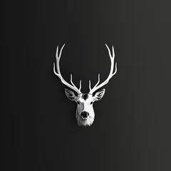 Rolgordijnen Elegant luxury logo deer head illustration. Simplicity, minimalist, modern logo © virza