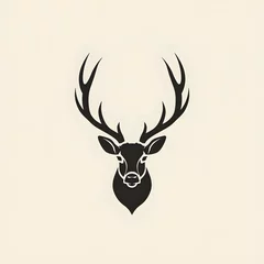 Deurstickers Elegant luxury logo deer head illustration. Simplicity, minimalist, modern logo © virza