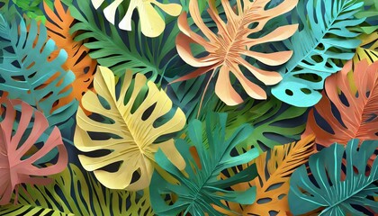 colored leaves of tropical trees 