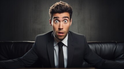 Fototapeta premium Shocked man with wide open mouth.