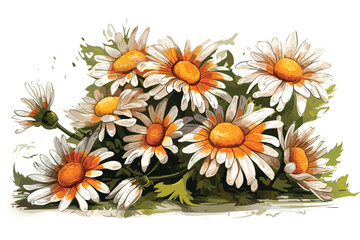 Daisies vector art illustration on white background.