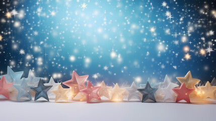 Holiday decorative border, festive background with festive star decoration