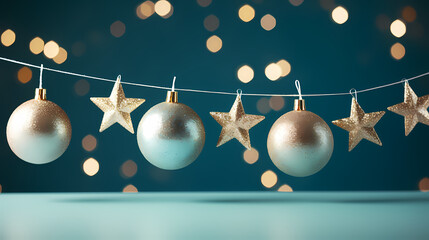 Holiday decorative border, festive background with festive star decoration