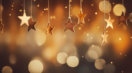 Holiday decorative border, festive background with festive star decoration