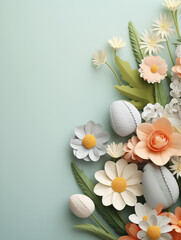 Obraz na płótnie Canvas eggs and flowers background