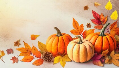 Naklejka na ściany i meble autumn decoration with pumpkin 