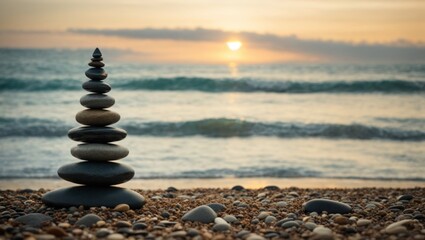 stack of stones on the beach