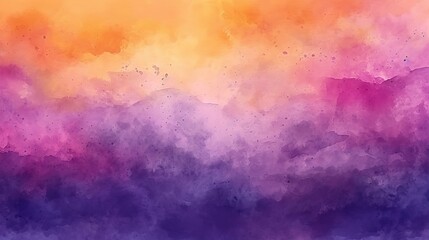 Fototapeta premium abstract watercolor background sunset sky orange purple