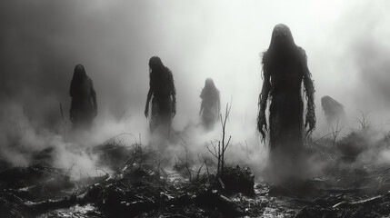 Zombies im Nebel - obrazy, fototapety, plakaty
