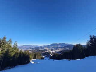 Ravna Planina, Bosnia and Herzegovina panorama ski resort on a sunny day