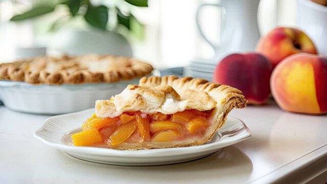 Delicious Slice of Peach Pie