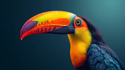 Fototapete Rund Colorful Toucan with Open Beak © Saltanat