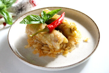 Pickled cabbage rolls with meat