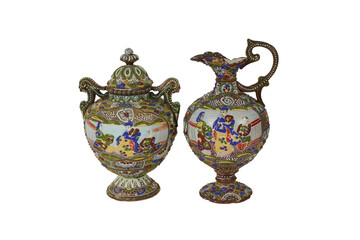antique porcelain vase on transparent background