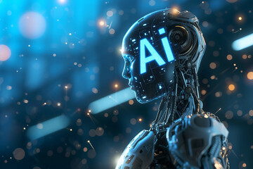 AI humanoid robot with artificial intelligence concept, Generative Ai