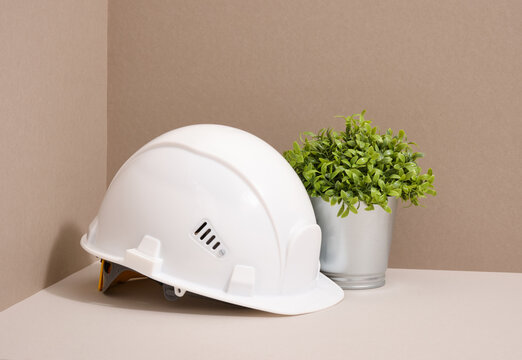 Safety helmet and plant. Instruments and equipment. Construction concept.