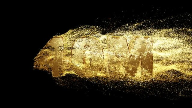40M or forty million realistic 3d gold text with particle dust effect on black background. fill letters with golden particles. 4k abstract Footage