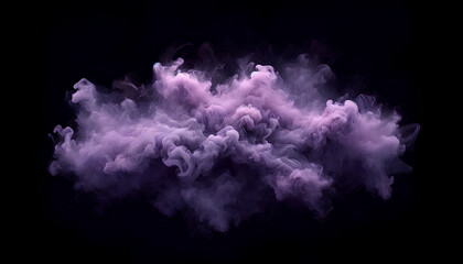 A panoramic image of very light and translucent purple smoke on a black background