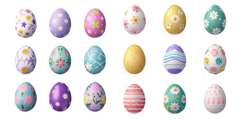 set of colors easter eggs. Assorted Hand-Painted Floral Easter Eggs Collection. 
