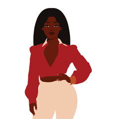 Modern fashionable black woman in elegant art style vector
