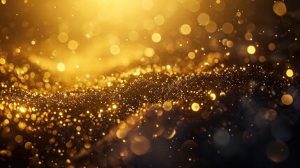 background of abstract glitter lights. gold, blue and black. defocused