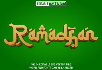 Editable 3d text style effect - Ramadhan Kareem Islamic Holy Month text effect Template	