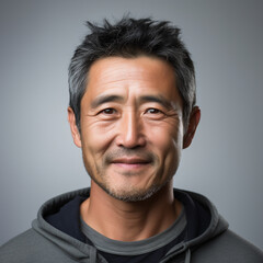 Obraz premium Portrait of a Smiling Man. Strength and positivity of a person on a clean, isolated background. The power of a confident smile.