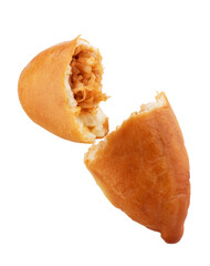 Cheburek Isolated, Homemade Fried Meat Pie, Stuffed Tatar Chiburekki, Calzone, Traditional Empanada, Cheburek on White Background