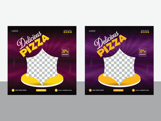 pizza social media post vector illustration. Square size.