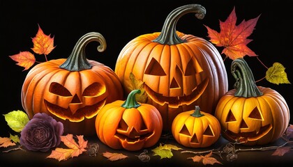 autumn decoration with pumpkins suitable for Halloween