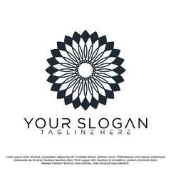 flower with floral line logo, icon vector illustrator 
