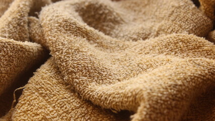 Detailed Fabric Creases: Close-Up Shot of Crumpled Towel