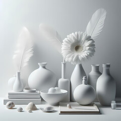 white vase with flowers, Generative Ai