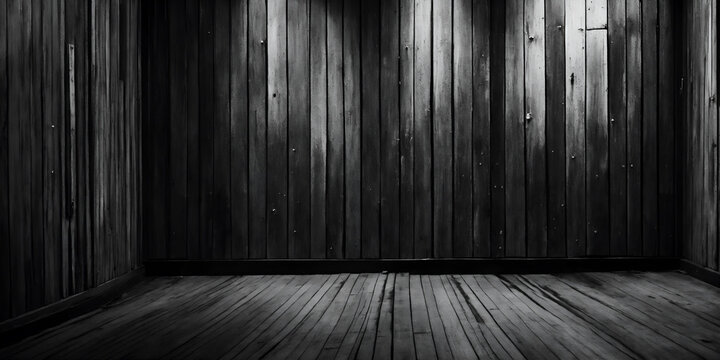 room made of wooden boards in black and white 