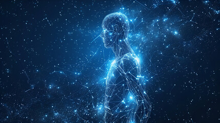 Body silhouette with space and galaxy background milky way spiritual life and belief Made by AI Artificial intelligence
