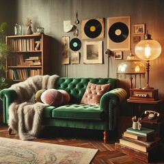 Green vintage sofa