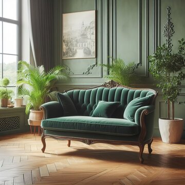 Green vintage sofa