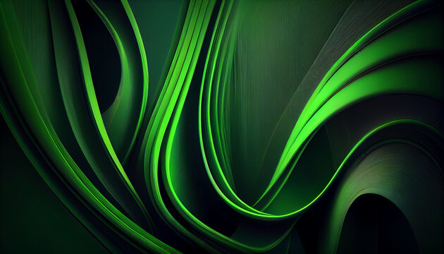 Abstract organic green lines as wallpaper background illustration, Ai generated image