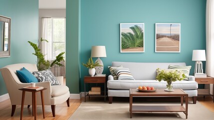 Choose a color scheme that promotes focus and concentration, such as calming blues or earthy greens - obrazy, fototapety, plakaty