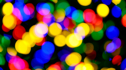 intentionally blurred background of many colorful lights of red yellow green uscsia blue colors...