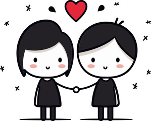 Obraz na płótnie Canvas Cute Love Fusion Illustrated Love Dynamic Love Bond Vectorized Romance