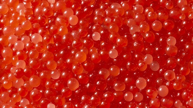 An abstract background of red tobiko fish roe. Flying fish roe in high quality raw texture. Tobiko with notes of sweetness and an especially crunchy texture.