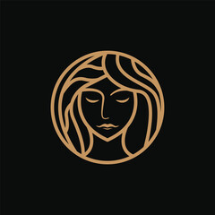 Beauty logo design with women face hair outline style