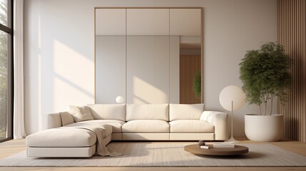 Install a large mirror on one wall to reflect light and make the room appear more spacious
