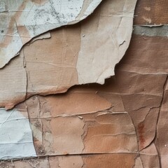 Close-up of a peeling wall with brown and white paint